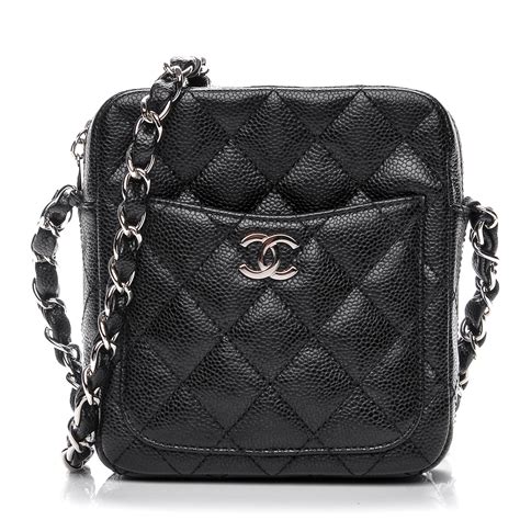 chanel caviar quilted camera bag black